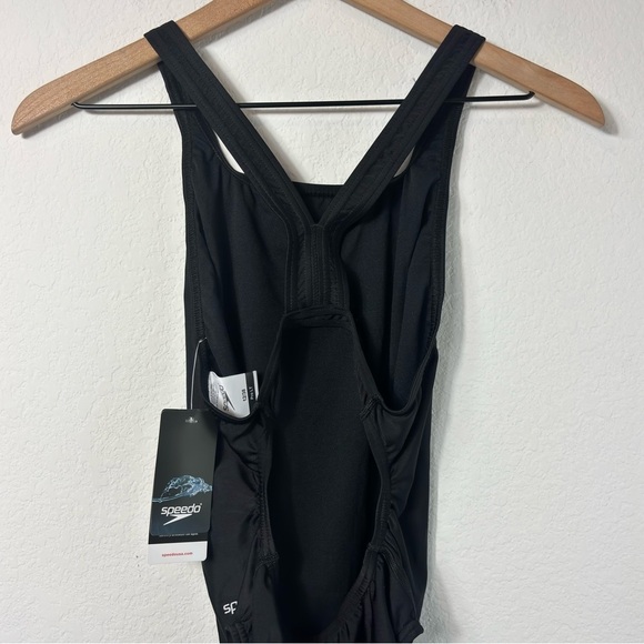 SPEEDO PRO LT TEAM BLACK SOLID WOMEN ONE PIECE SWIMSUIT SIZE 12/38 BRAND NEW - Picture 5 of 8